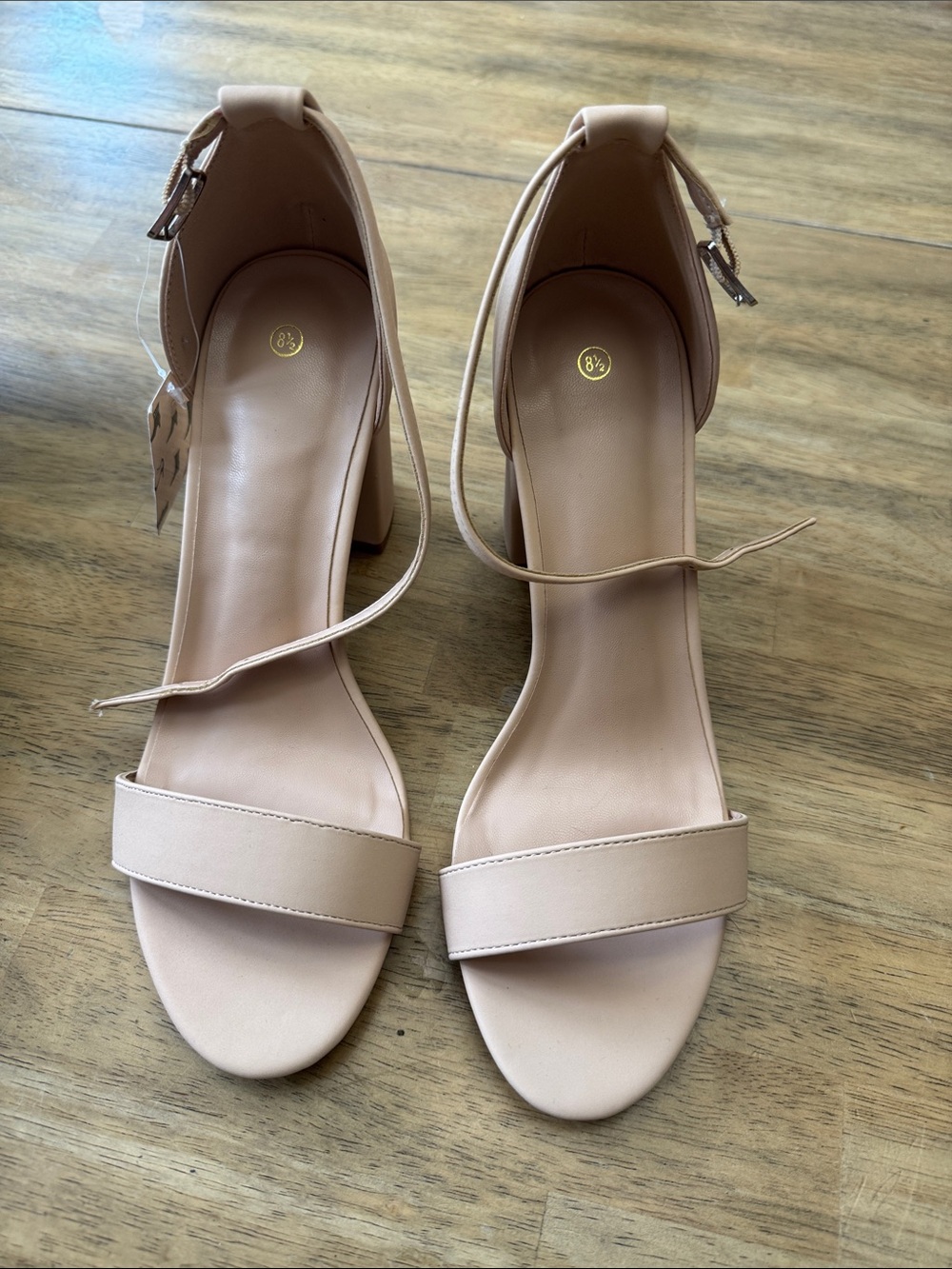 Oasis Nude Blush Ankle-Strap Block Heel Sandals